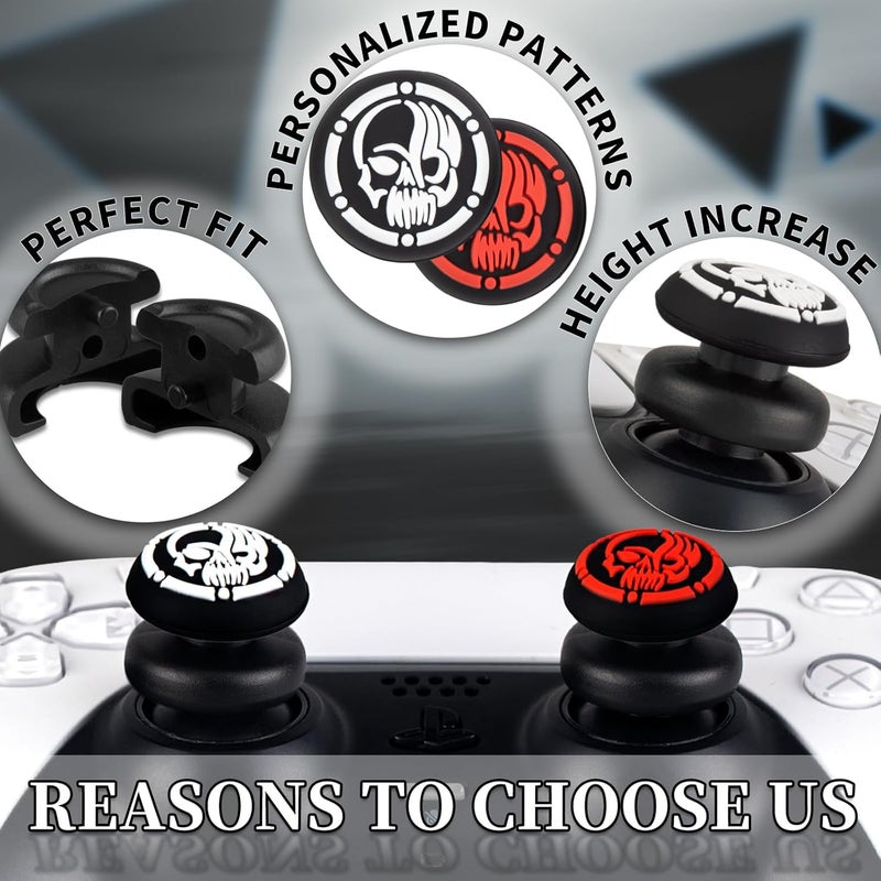 PlayRealm NO Falling Off Thumbstick Extender x 2 & Thumb Grip x 4 for PS5 & PS4 Controller (Skulls pack) - Image 4